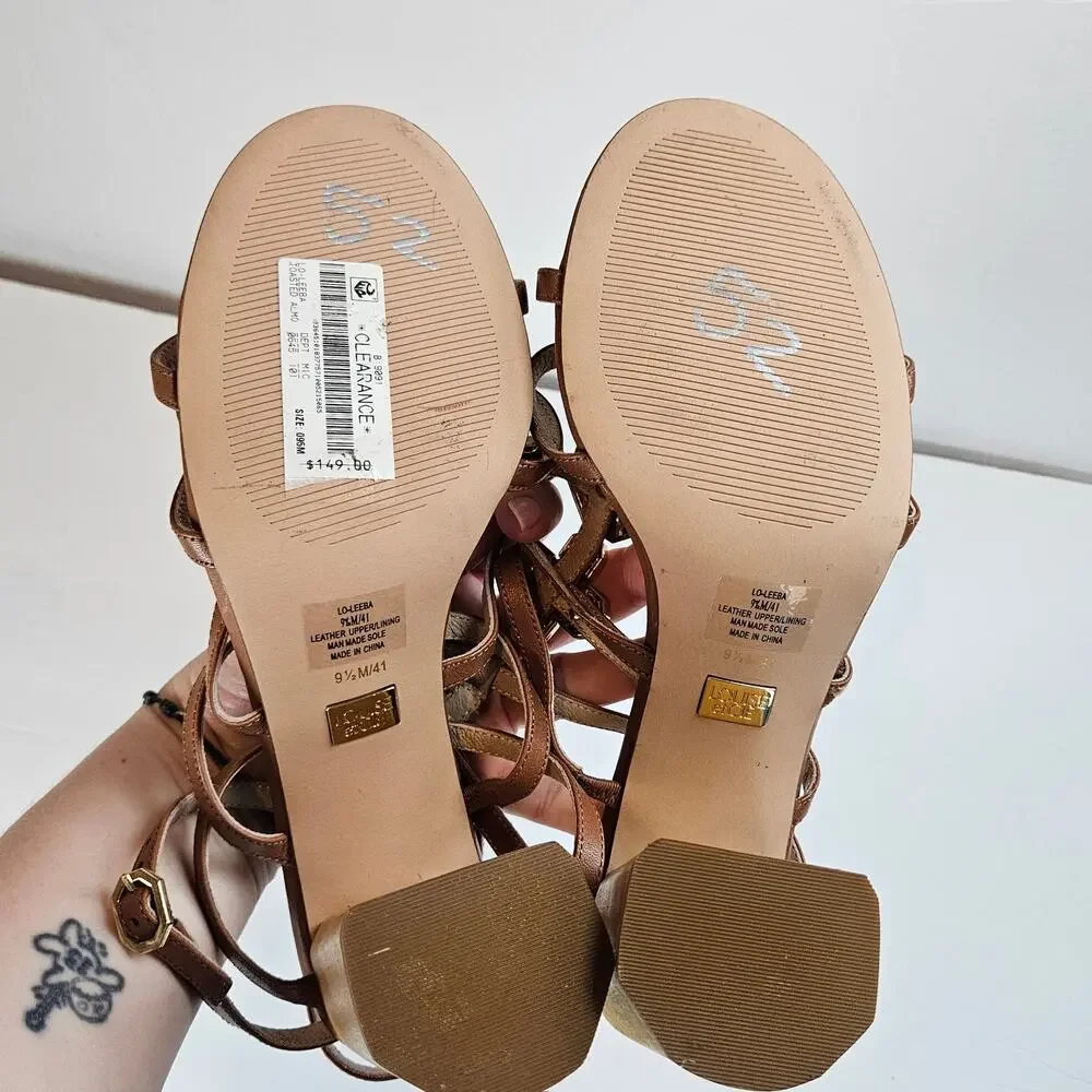 Louise et Cie Leather Strappy Block Heeled Sandals Leeba Women's 9.5‎ Party Work